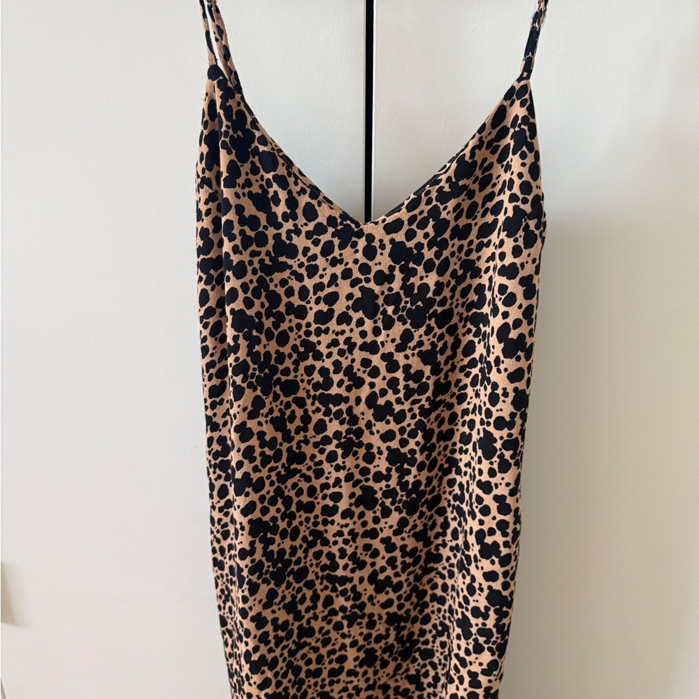 Reformation Crimini Leopard Print Mid Spaghetti Strap Dress size 10